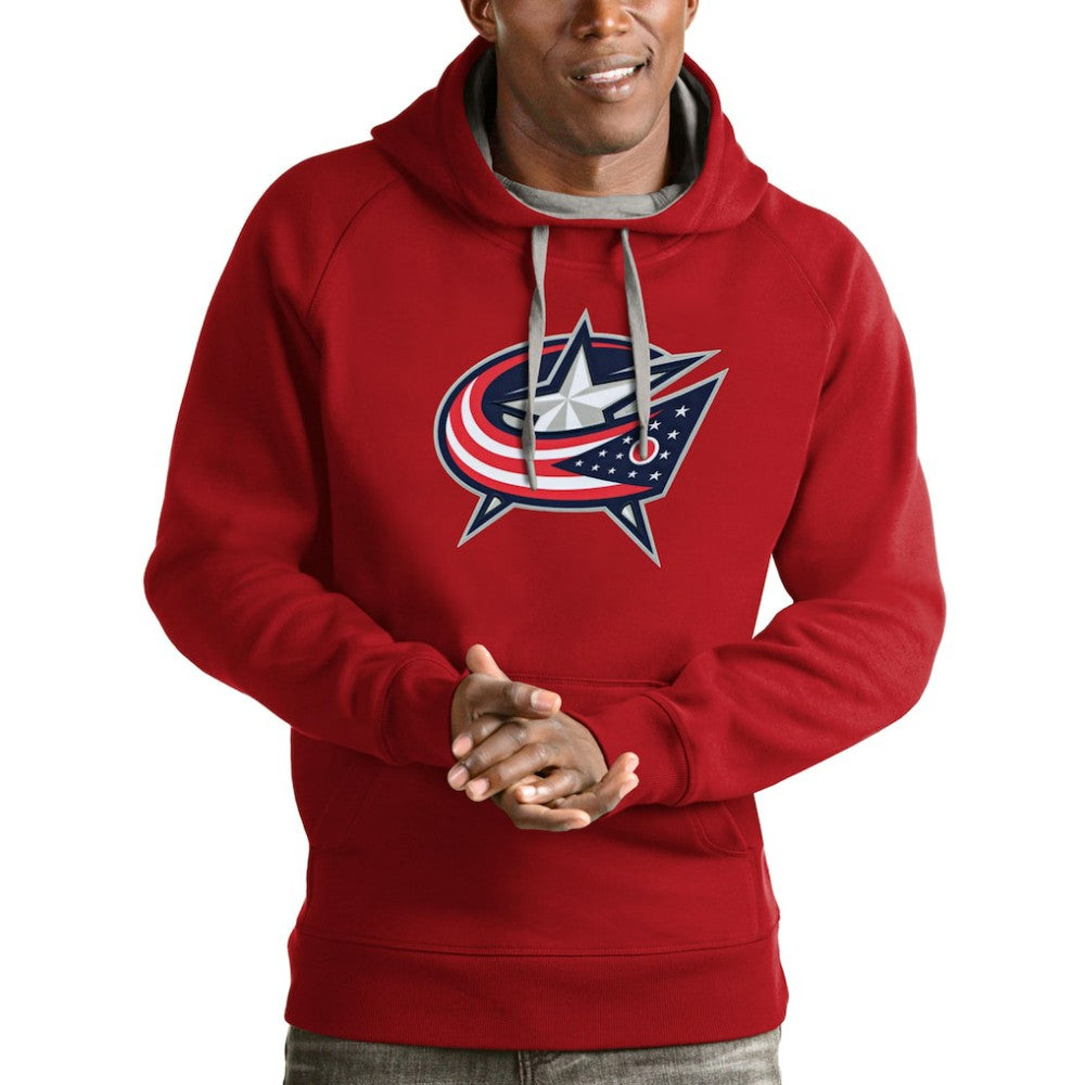 NHL Columbus Blue Jackets Antigua Logo Victory Pullover Hoodie - Red
