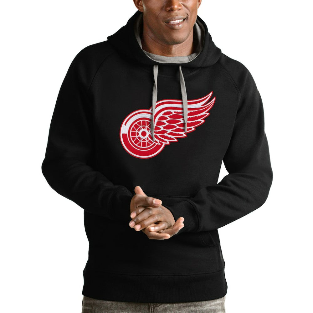 NHL Detroit Red Wings Antigua Logo Victory Pullover Hoodie - Black