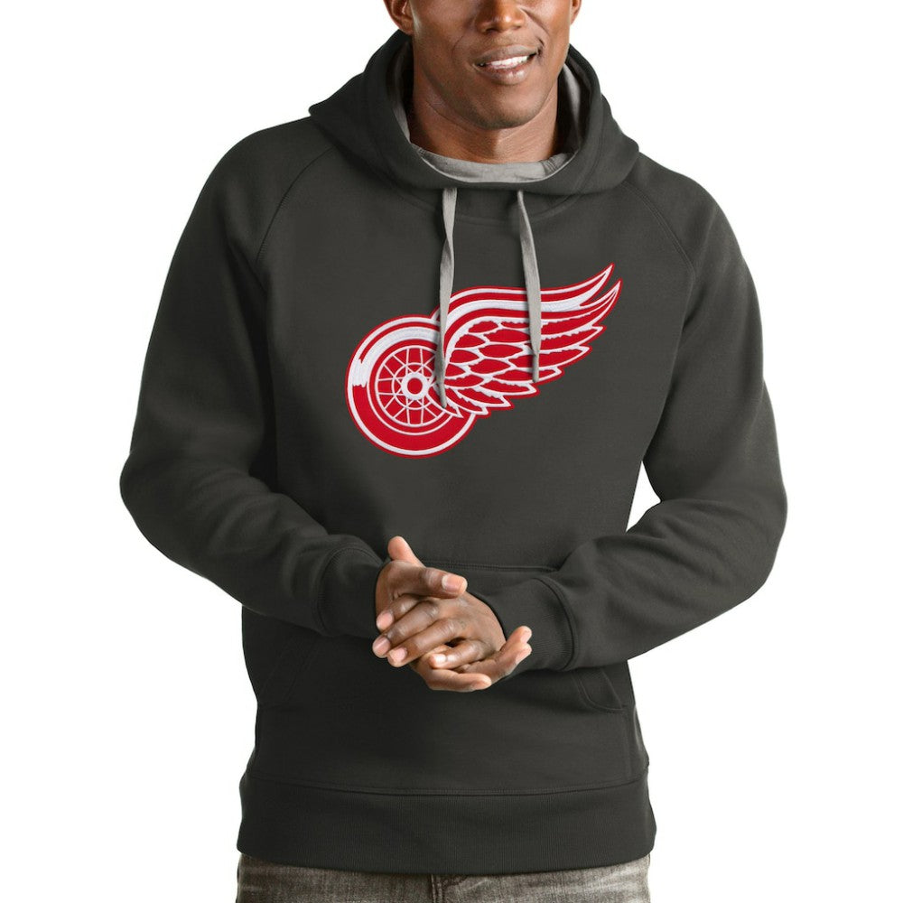 NHL Detroit Red Wings Antigua Logo Victory Pullover Hoodie - Charcoal