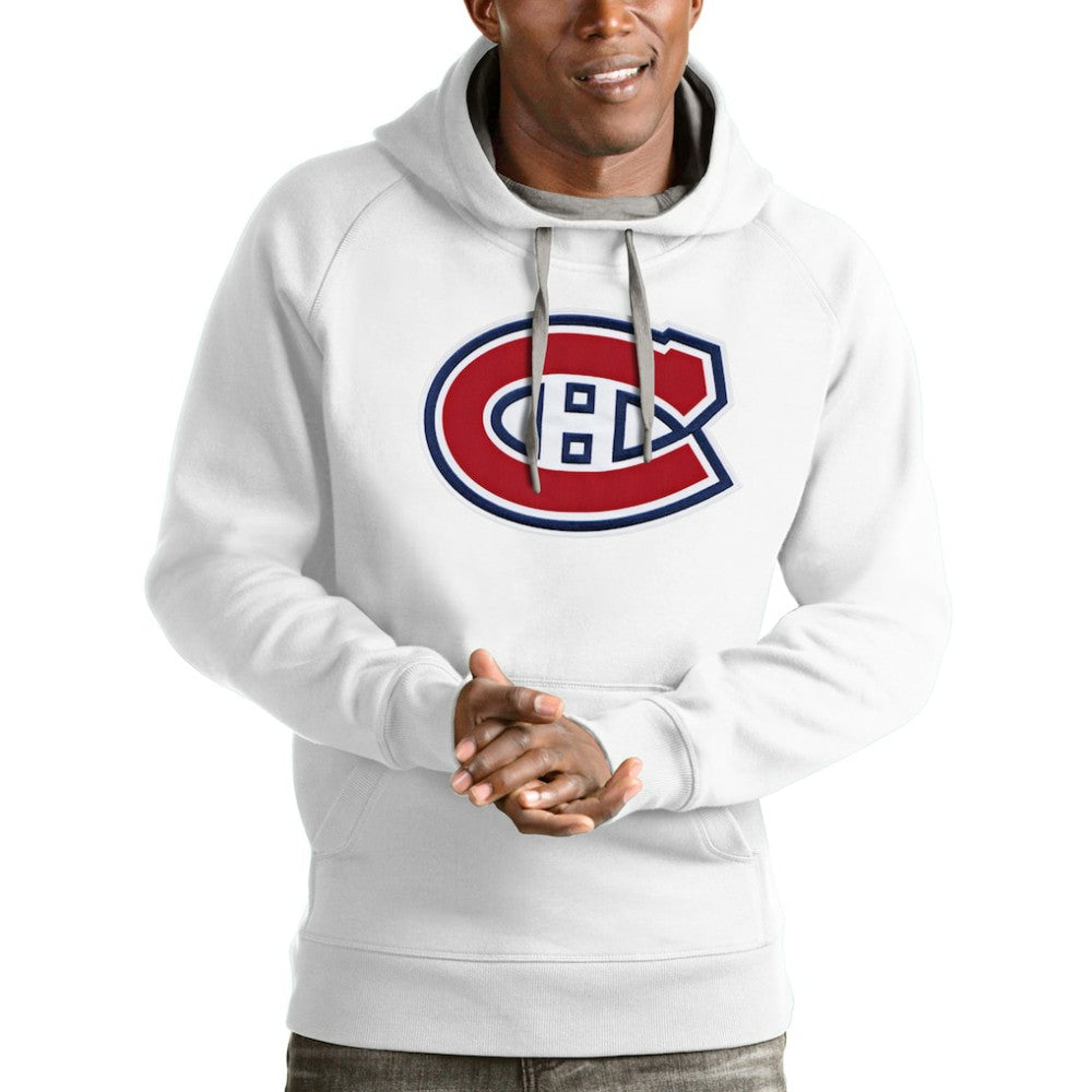 NHL Montreal Canadiens Antigua Logo Victory Pullover Hoodie - White