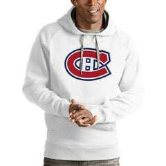 NHL Montreal Canadiens Antigua Logo Victory Pullover Hoodie - White