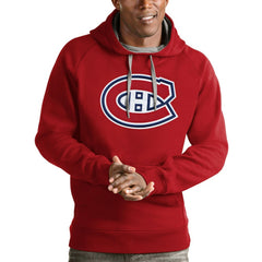 NHL Montreal Canadiens Antigua Logo Victory Pullover Hoodie - Red