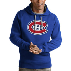 NHL Montreal Canadiens Antigua Logo Victory Pullover Hoodie - Blue