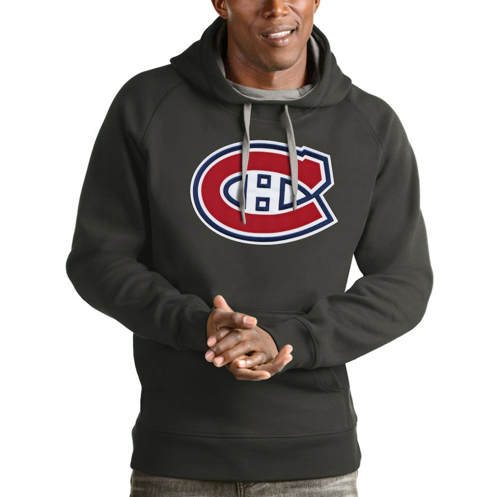 NHL Montreal Canadiens Antigua Logo Victory Pullover Hoodie - Charcoal