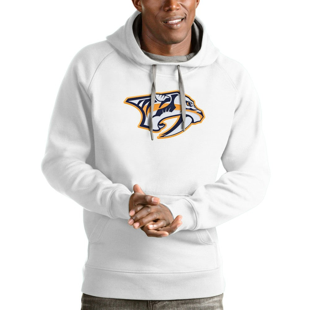 NHL Nashville Predators Antigua Logo Victory Pullover Hoodie - White