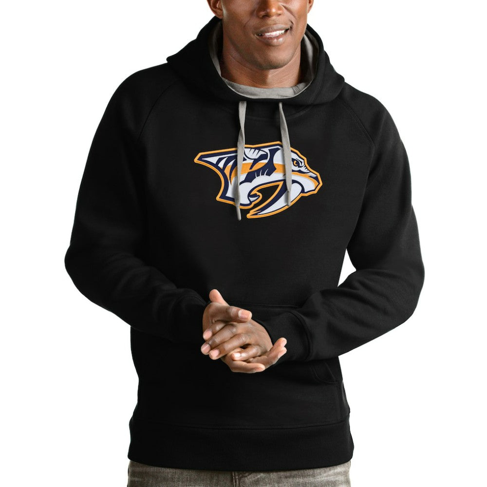 NHL Nashville Predators Antigua Logo Victory Pullover Hoodie - Black