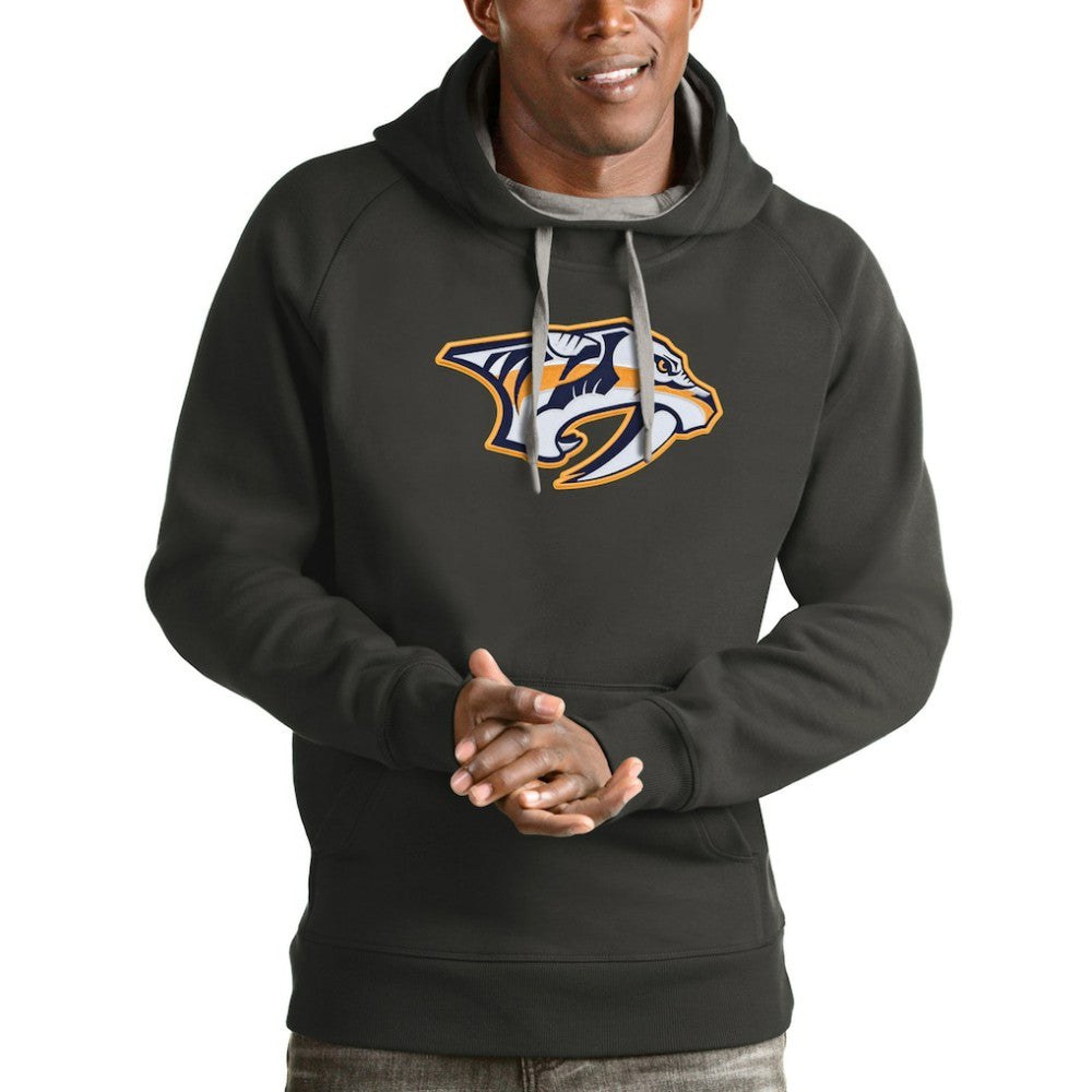 NHL Nashville Predators Antigua Logo Victory Pullover Hoodie - Charcoal