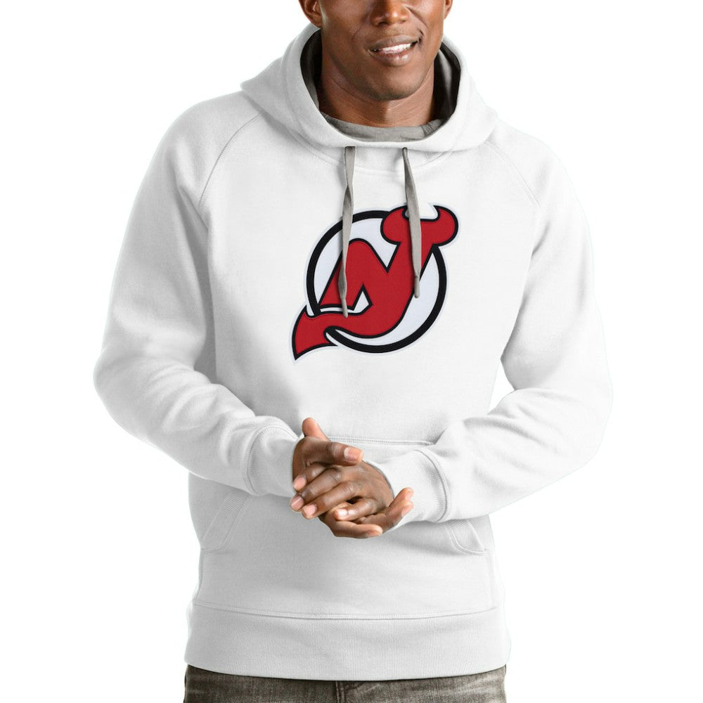 NHL New Jersey Devils Antigua Logo Victory Pullover Hoodie - White