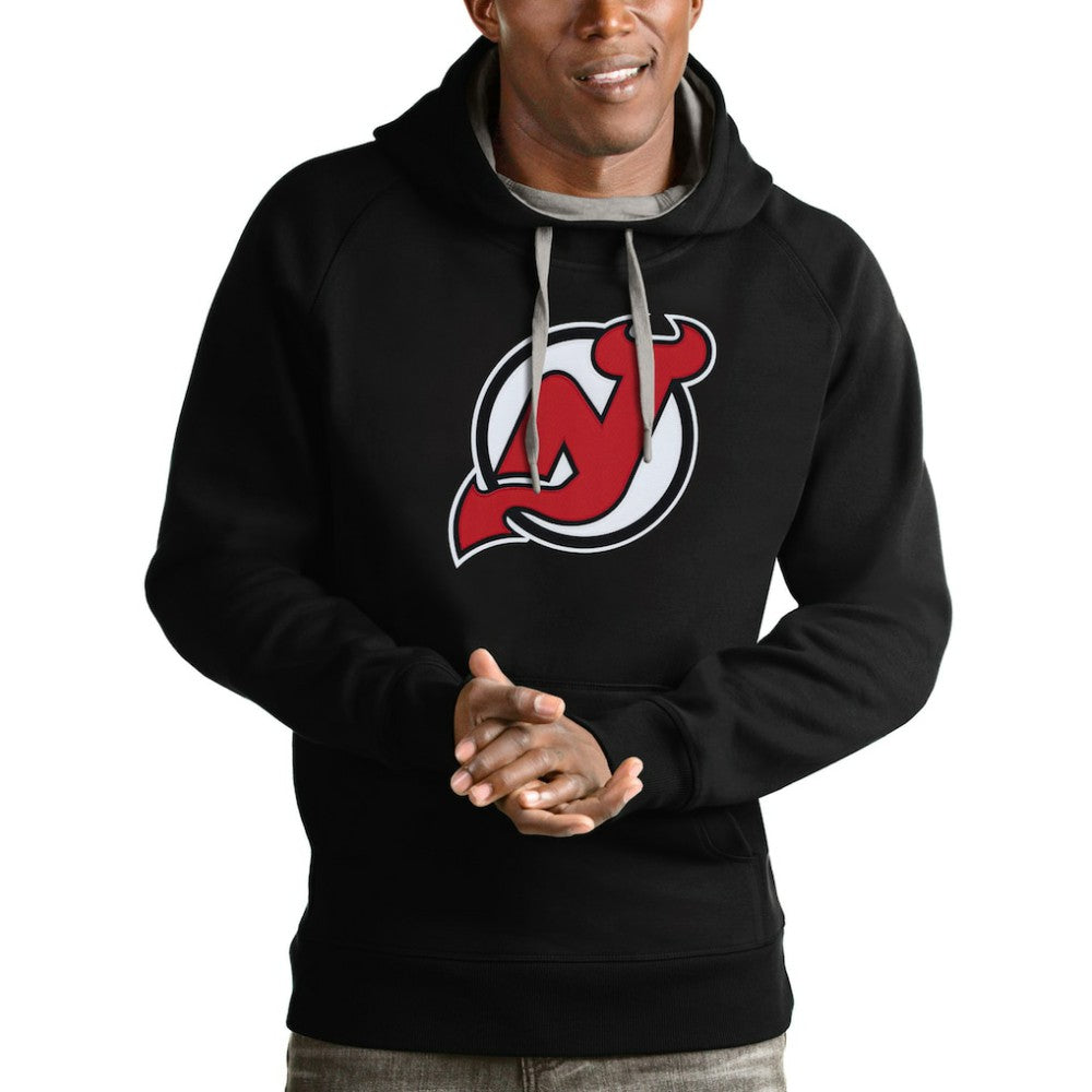 NHL New Jersey Devils Antigua Logo Victory Pullover Hoodie - Black