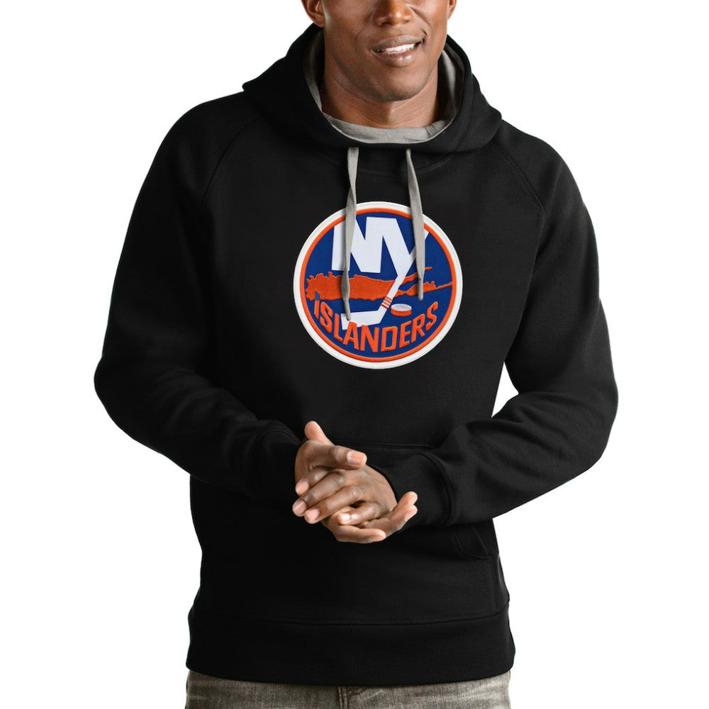 NHL New York Islanders Antigua Logo Victory Pullover Hoodie - Black