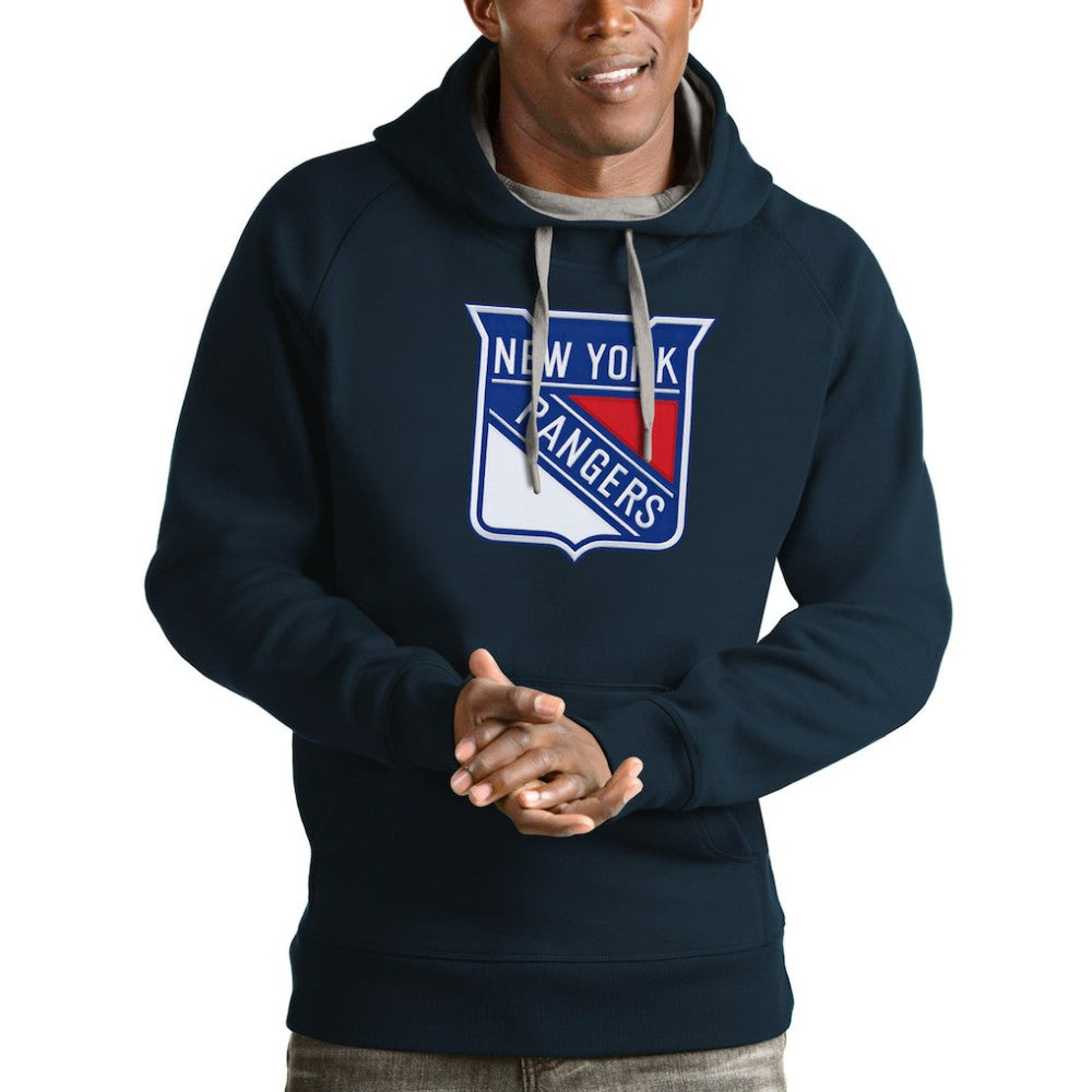 NHL New York Rangers Antigua Logo Victory Pullover Hoodie - Navy
