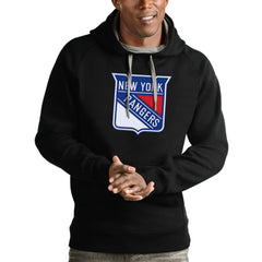 NHL New York Rangers Antigua Logo Victory Pullover Hoodie - Black