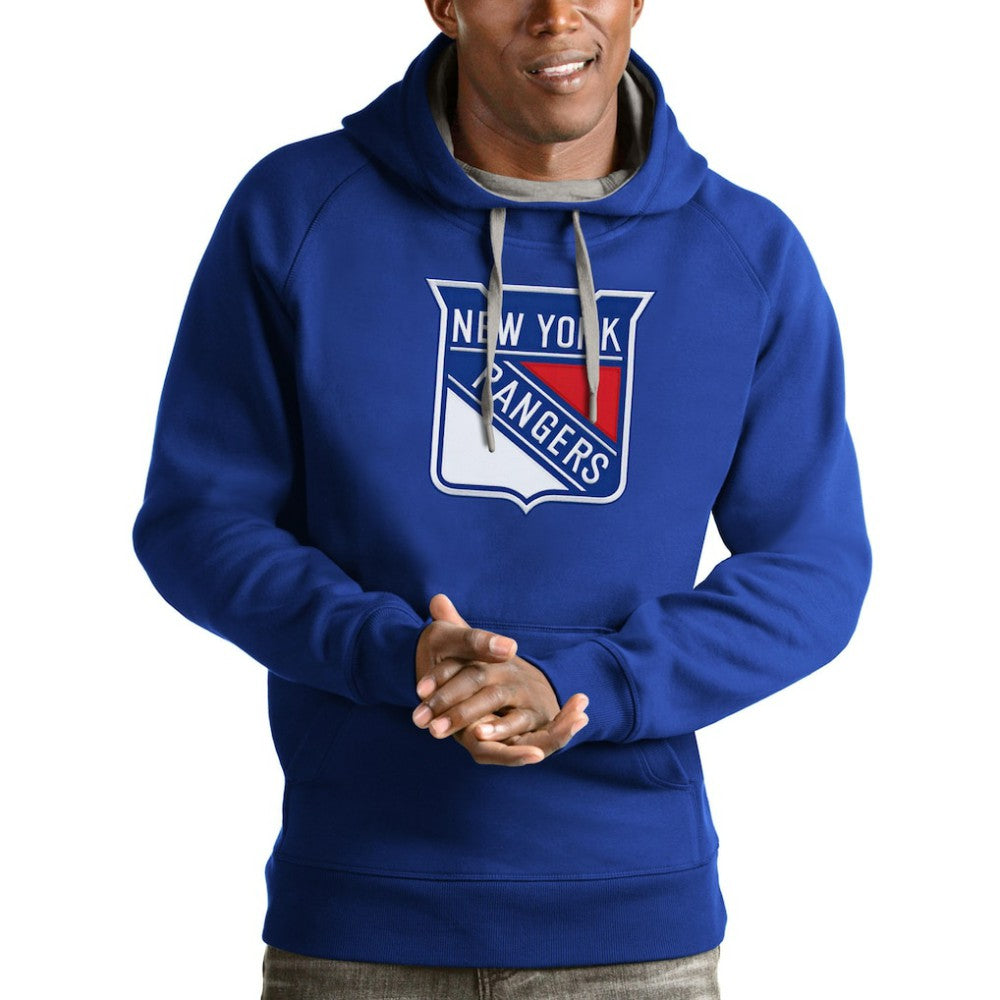 NHL New York Rangers Antigua Logo Victory Pullover Hoodie - Blue