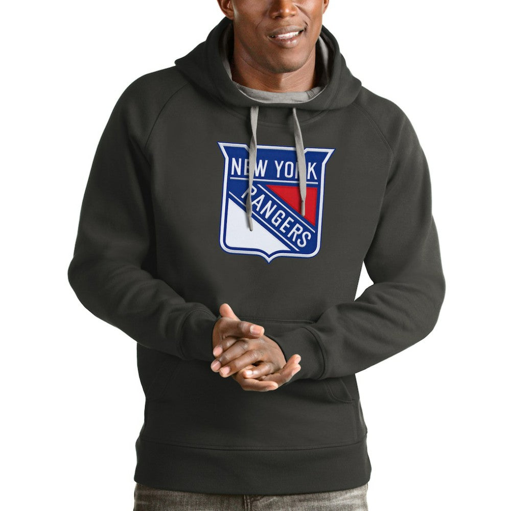 NHL New York Rangers Antigua Logo Victory Pullover Hoodie - Charcoal