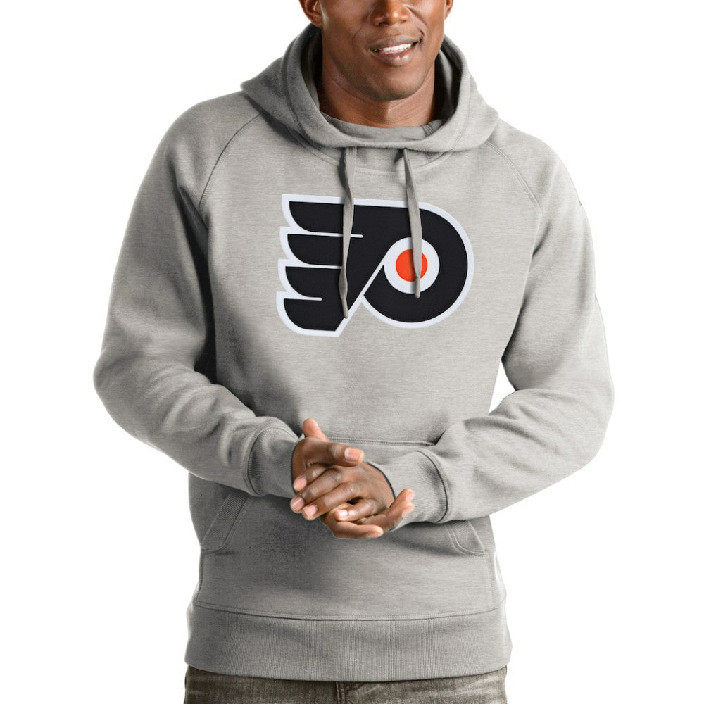NHL Philadelphia Flyers Antigua Logo Victory Pullover Hoodie - Heathered Gray