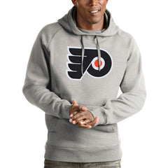 NHL Philadelphia Flyers Antigua Logo Victory Pullover Hoodie - Heathered Gray