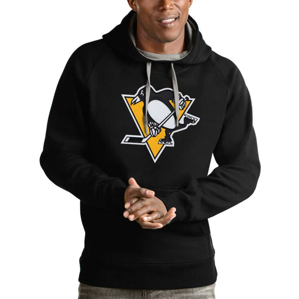 NHL Pittsburgh Penguins Antigua Logo Victory Pullover Hoodie - Black
