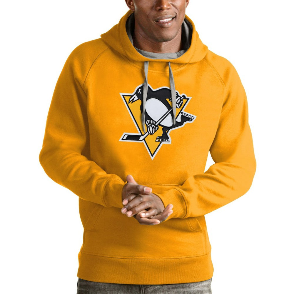 NHL Pittsburgh Penguins Antigua Logo Victory Pullover Hoodie - Gold