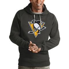 NHL Pittsburgh Penguins Antigua Logo Victory Pullover Hoodie - Charcoal