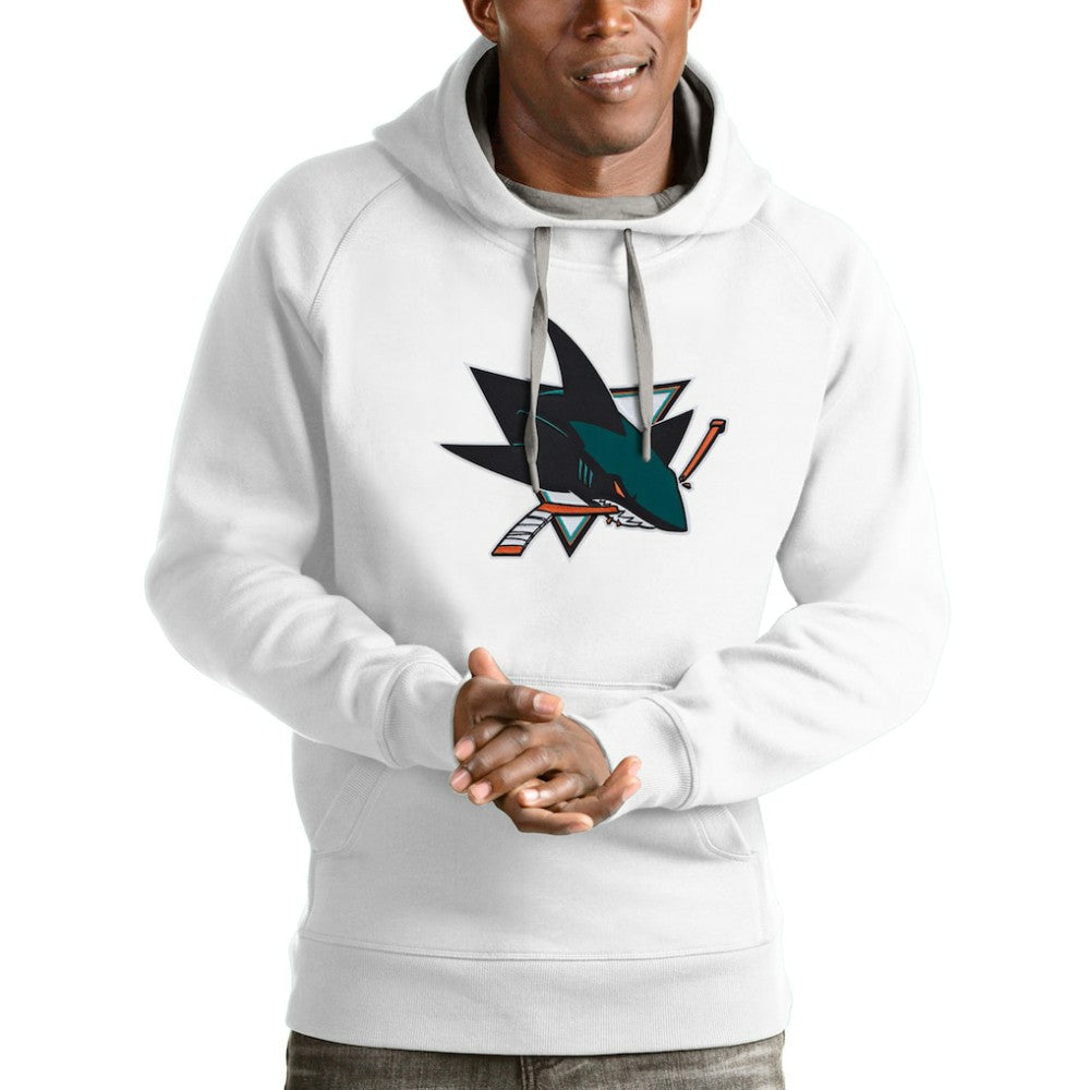 NHL San Jose Sharks Antigua Logo Victory Pullover Hoodie - White