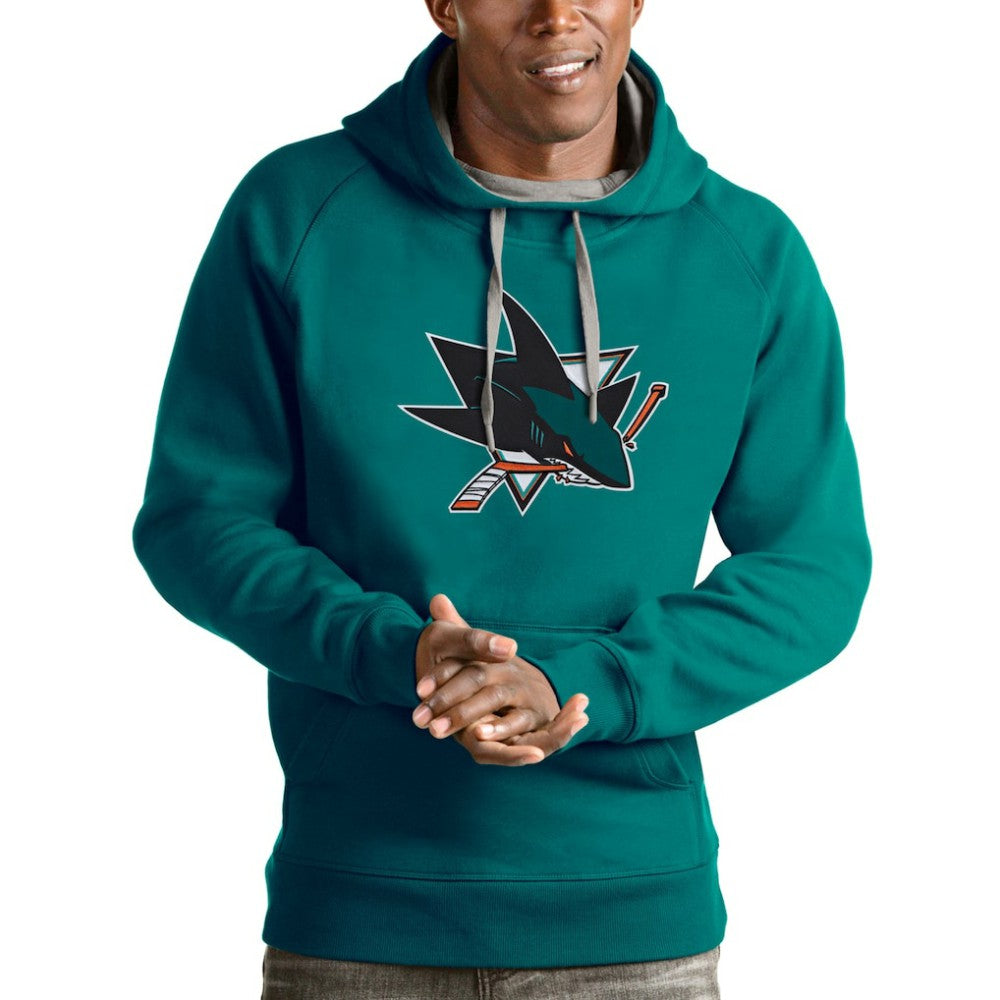 NHL San Jose Sharks Antigua Logo Victory Pullover Hoodie - Teal