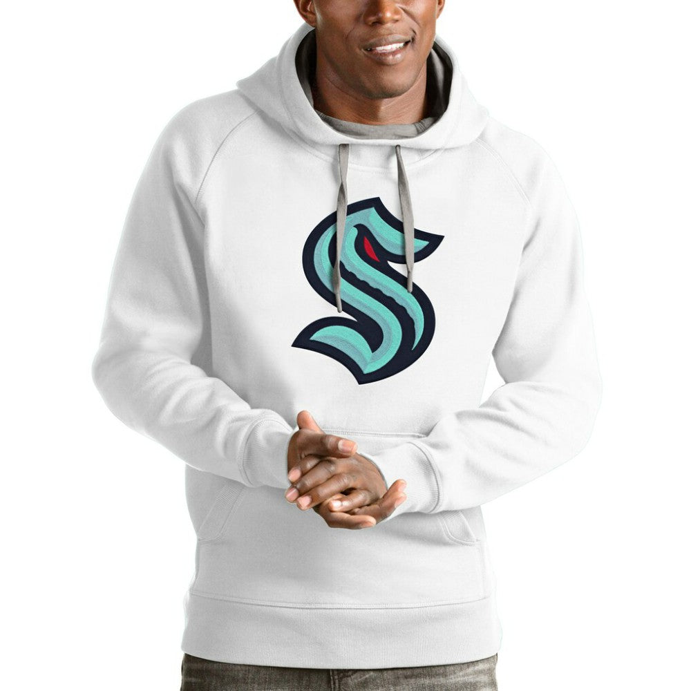 NHL Seattle Kraken Antigua Logo Victory Pullover Hoodie - White