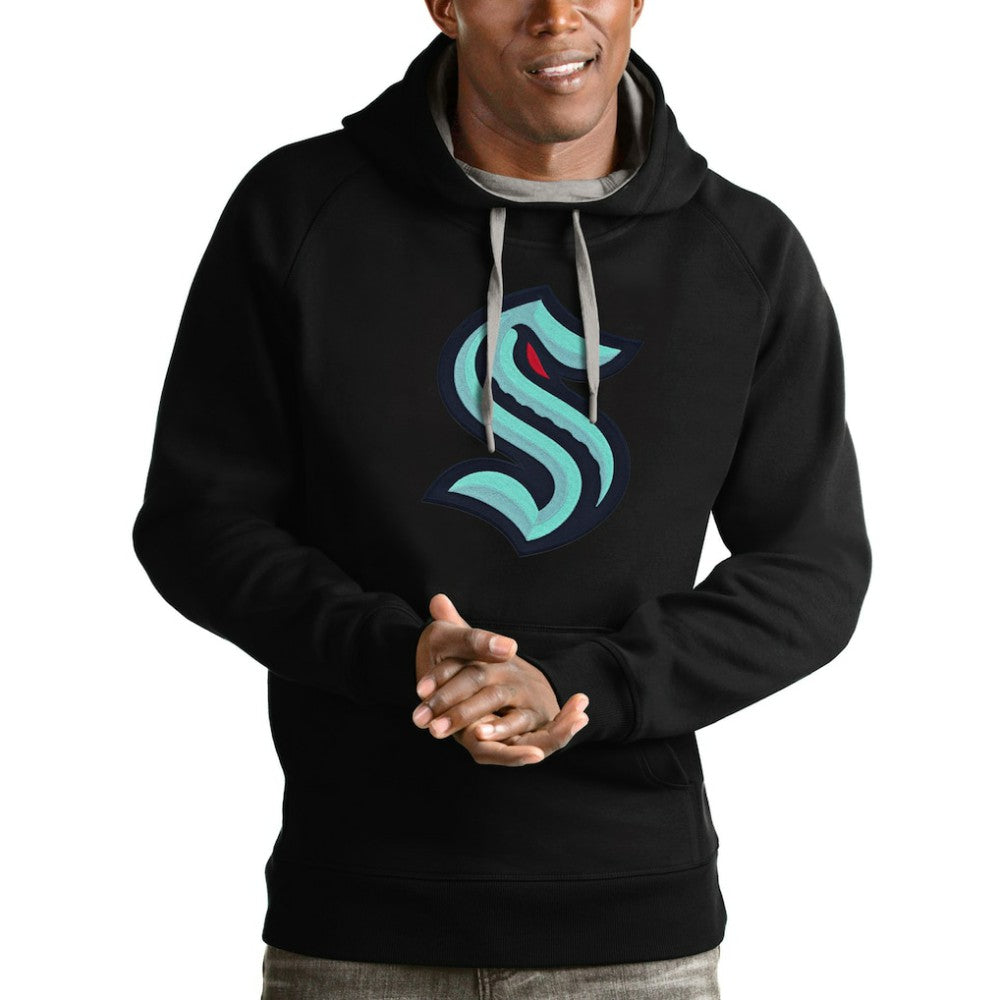 NHL Seattle Kraken Antigua Logo Victory Pullover Hoodie - Black