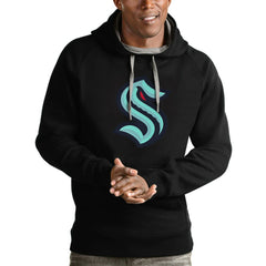 NHL Seattle Kraken Antigua Logo Victory Pullover Hoodie - Black