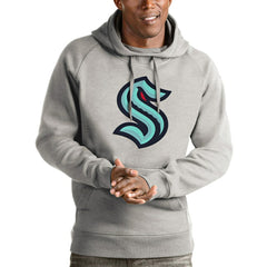 NHL Seattle Kraken Antigua Logo Victory Pullover Hoodie - Heathered Gray