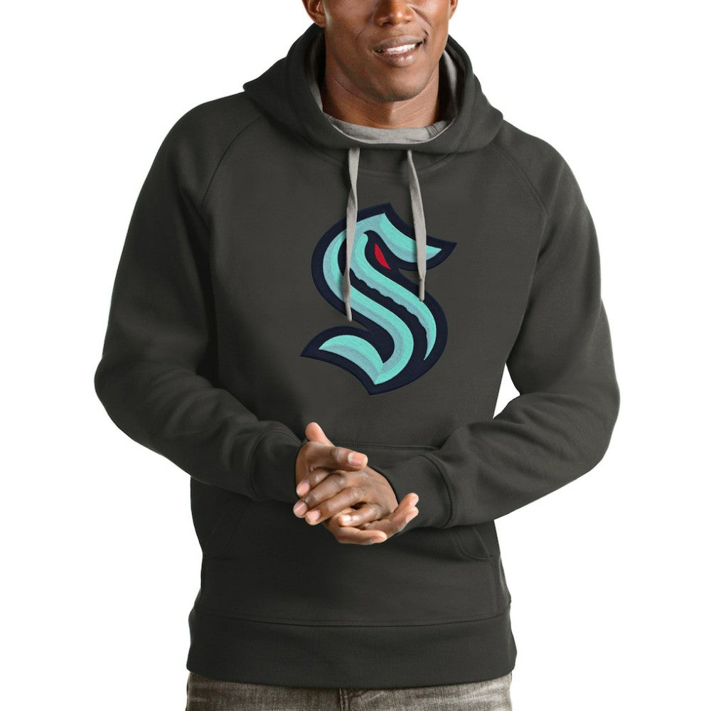 NHL Seattle Kraken Antigua Logo Victory Pullover Hoodie - Charcoal