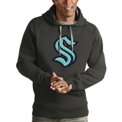 NHL Seattle Kraken Antigua Logo Victory Pullover Hoodie - Charcoal