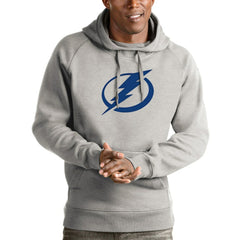 NHL Tampa Bay Lightning Antigua Logo Victory Pullover Hoodie - Heathered Gray
