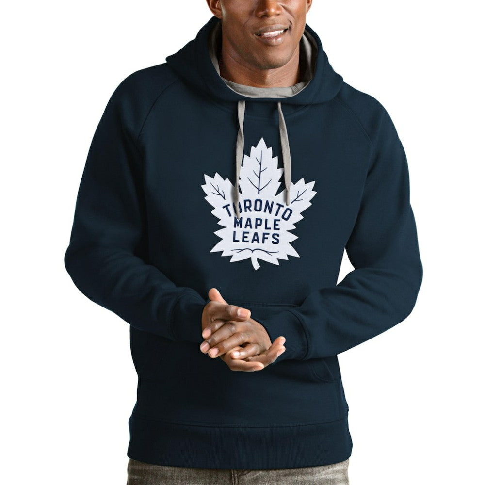 NHL Toronto Maple Leafs Antigua Logo Victory Pullover Hoodie - Navy