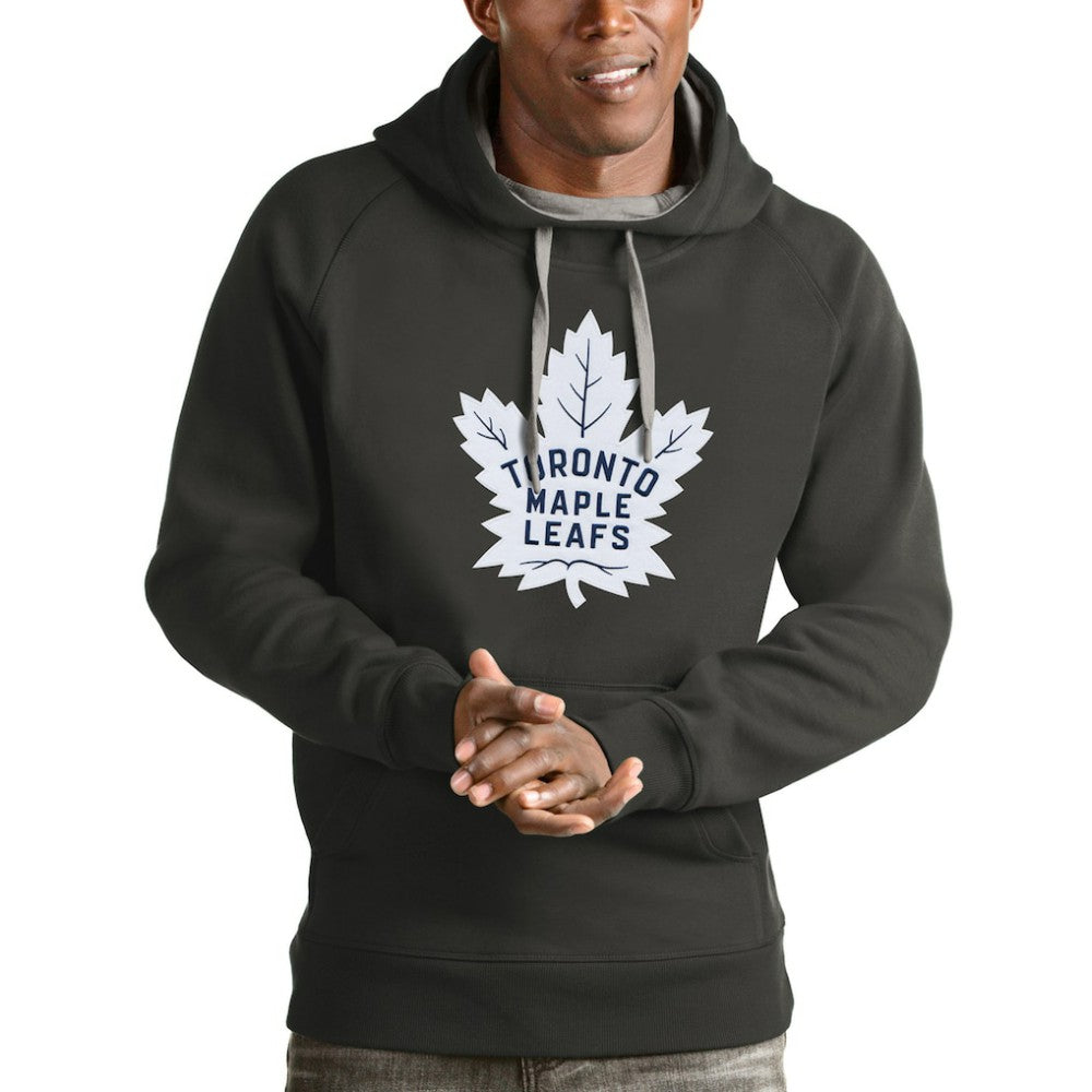 NHL Toronto Maple Leafs Antigua Logo Victory Pullover Hoodie - Charcoal