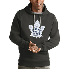 NHL Toronto Maple Leafs Antigua Logo Victory Pullover Hoodie - Charcoal