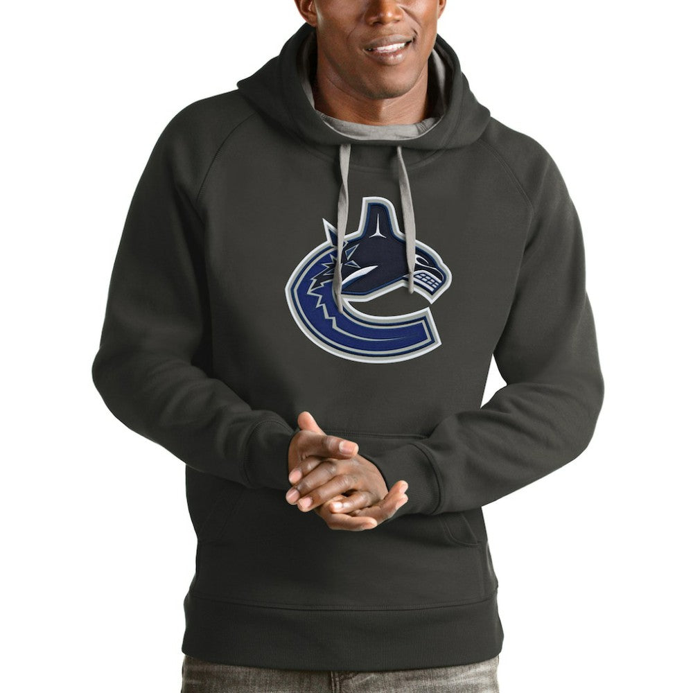 NHL Vancouver Canucks Antigua Logo Victory Pullover Hoodie - Charcoal