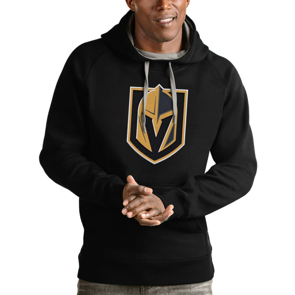NHL Vegas Golden Knights Antigua Logo Victory Pullover Hoodie - Black