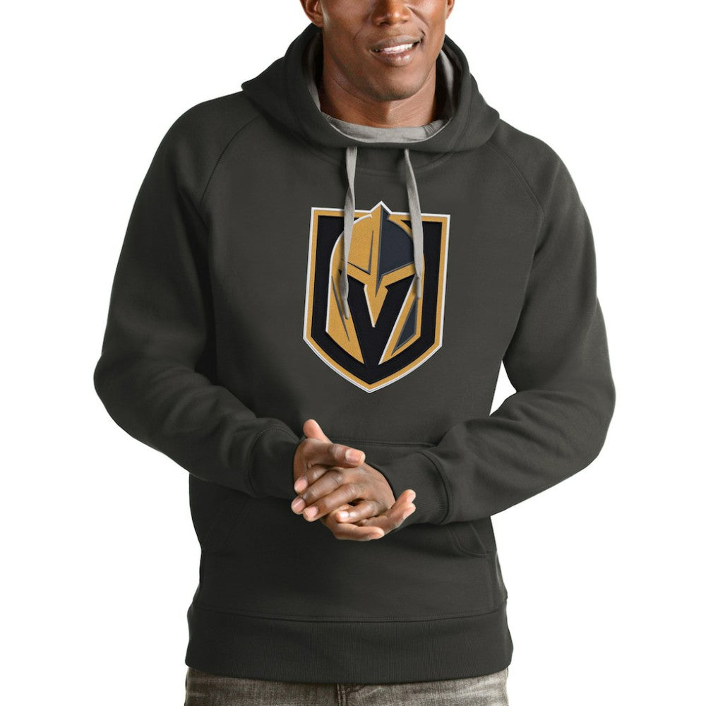 NHL Vegas Golden Knights Antigua Logo Victory Pullover Hoodie - Charcoal