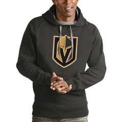 NHL Vegas Golden Knights Antigua Logo Victory Pullover Hoodie - Charcoal