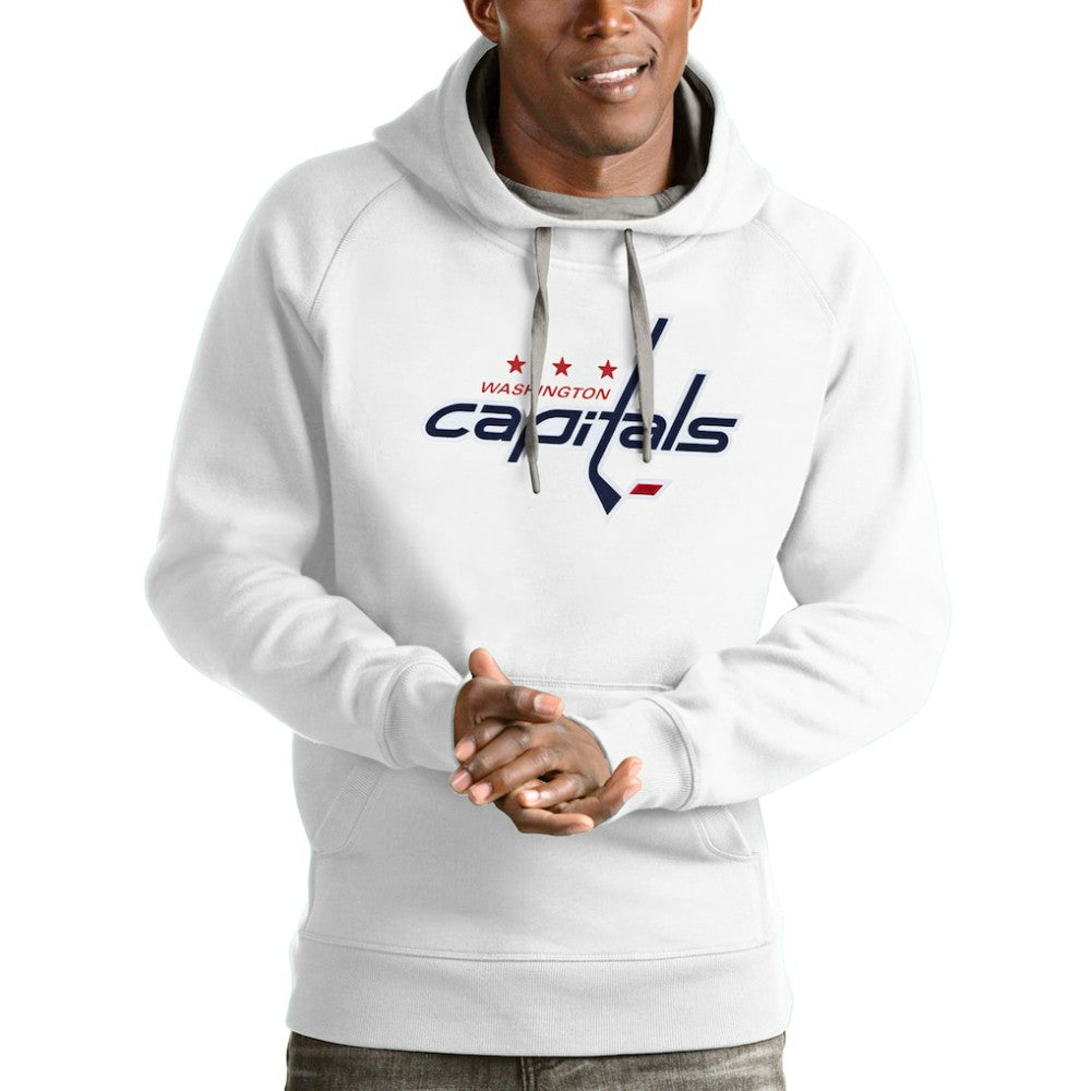 NHL Washington Capitals Antigua Logo Victory Pullover Hoodie - White