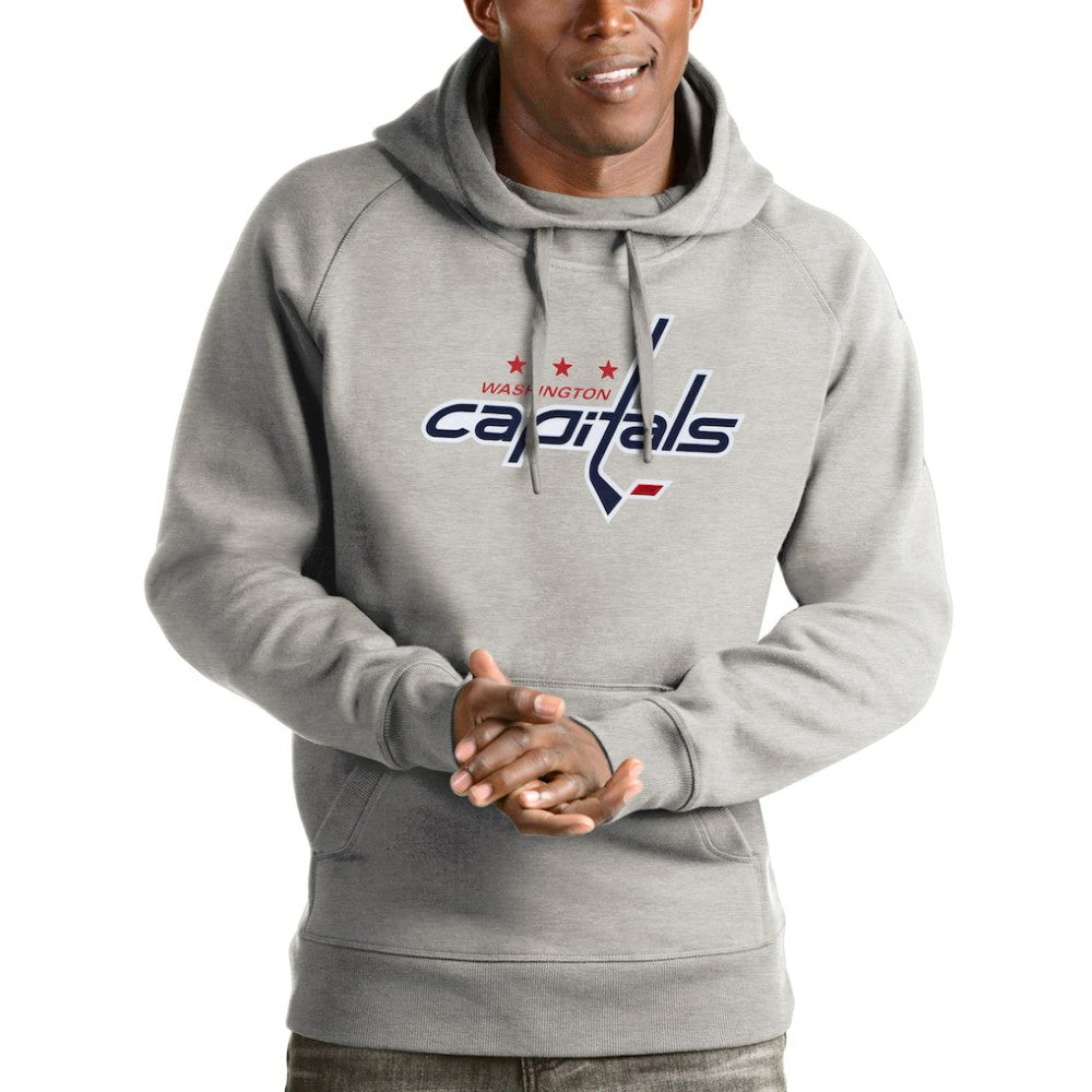 NHL Washington Capitals Antigua Logo Victory Pullover Hoodie - Heathered Gray