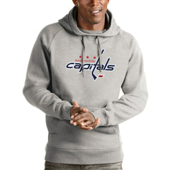 NHL Washington Capitals Antigua Logo Victory Pullover Hoodie - Heathered Gray