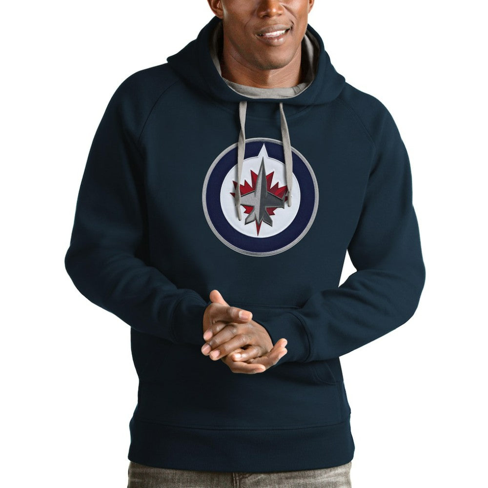 NHL Winnipeg Jets Antigua Logo Victory Pullover Hoodie - Navy