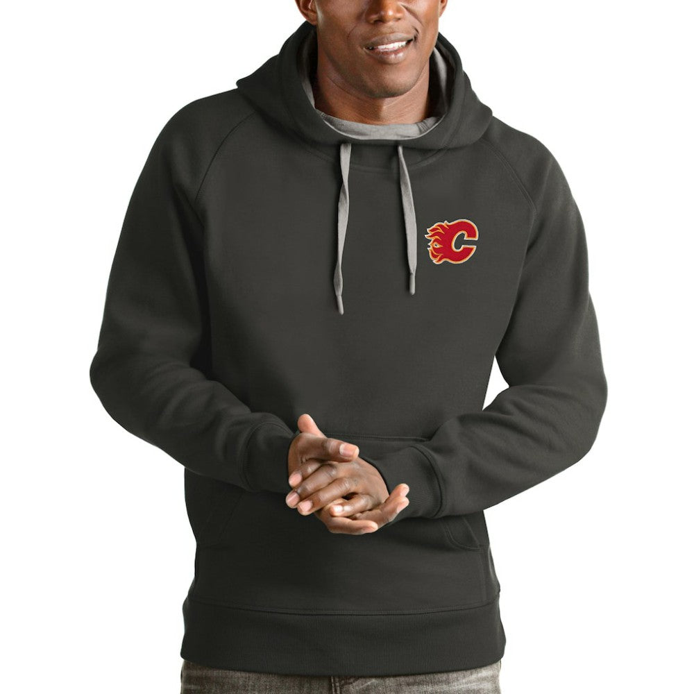 NHL Calgary Flames Antigua Victory Pullover Hoodie - Charcoal