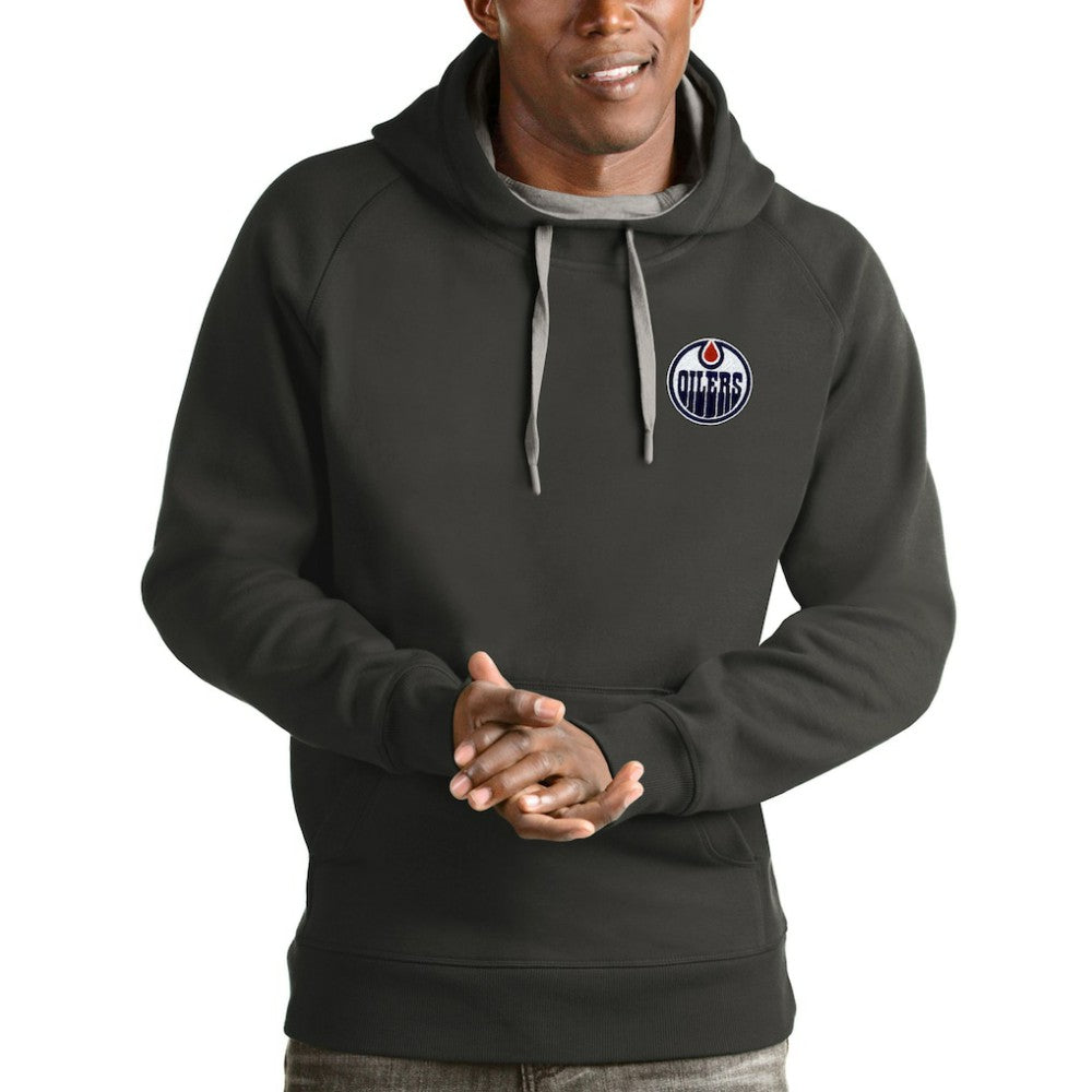 NHL Edmonton Oilers Antigua Victory Pullover Hoodie - Charcoal