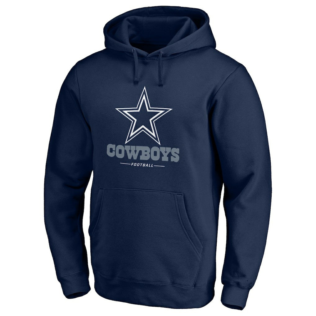 Dallas Cowboys Logo Team Lockup Fitted Pullover Hoodie Navy