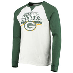 Green Bay Packers Junk Food Colorblock Raglan Long Sleeve T-Shirt White/Green