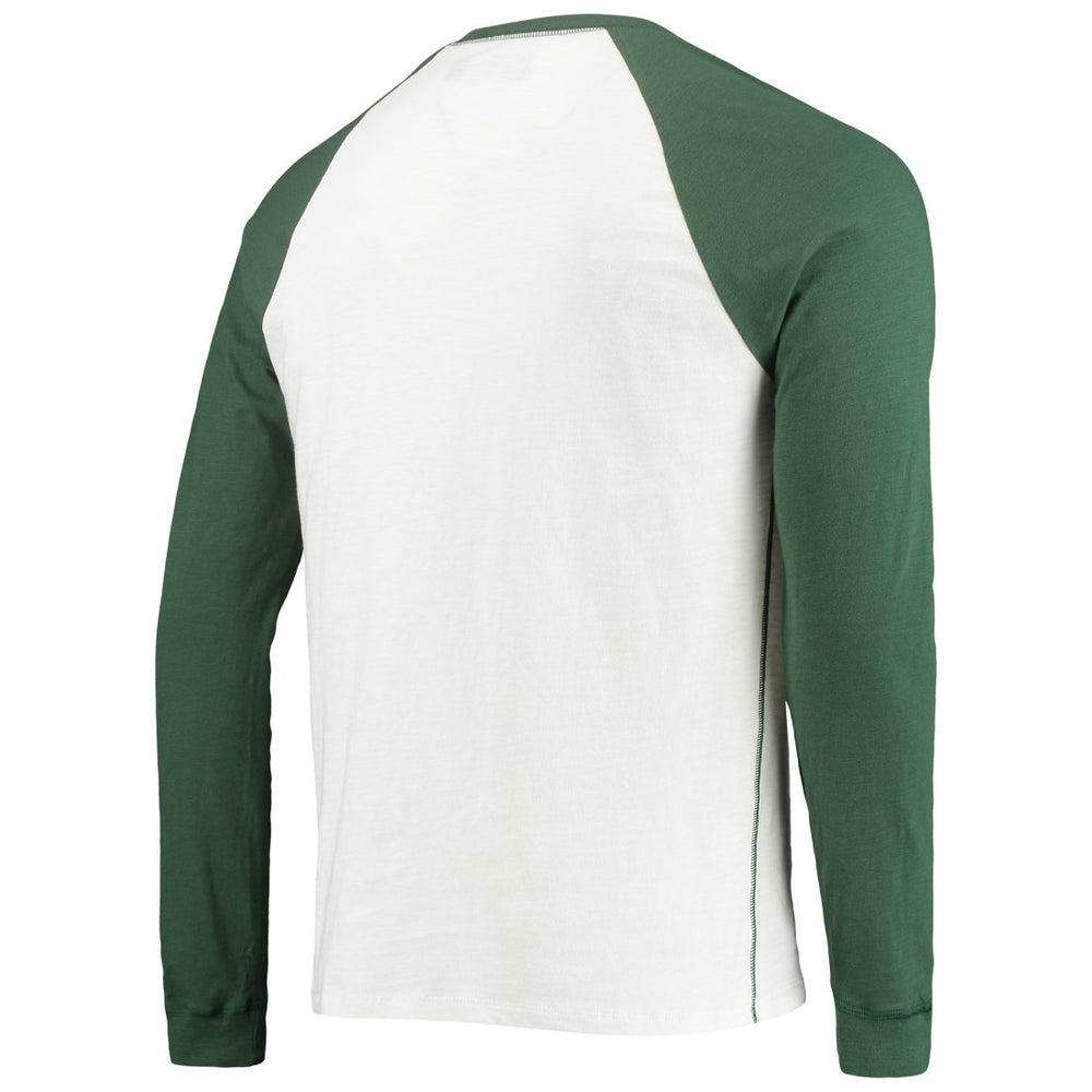 Green Bay Packers Junk Food Colorblock Raglan Long Sleeve T-Shirt White/Green