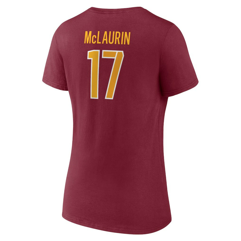 Terry McLaurin Washington Commanders Women's Player Icon Name & Number V-Neck T-Shirt Burgundy
