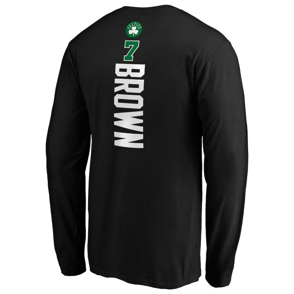 Jaylen Brown Boston Celtics Playmaker Name & Number Long Sleeve T-Shirt Black